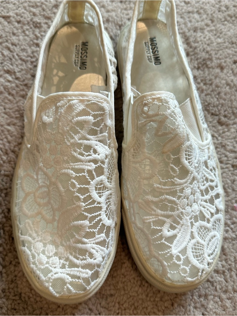 Mossimo Supply Co. Ivory Floral Lace Slip-On Sneakers